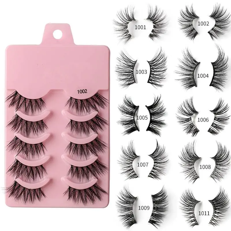 Eyelash Factory New Product Promotion Multiple Styles Half False Eyelashes Clear Stem 5 Pairs of Lashes