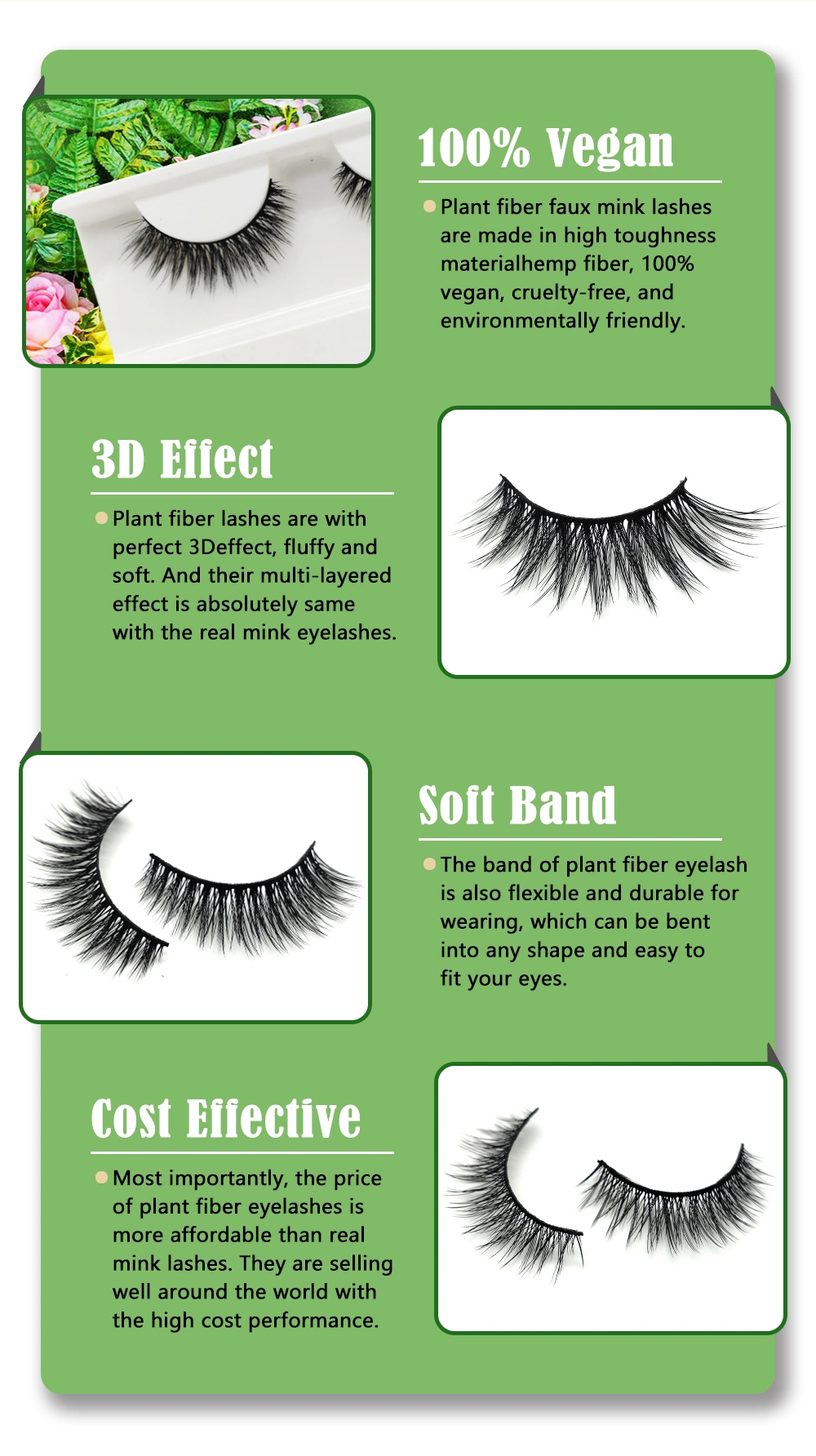 2022 New Style Biodegradable Eyelashes Eco- Friendly Lashes Degradable Plant Fiber 3D False Lashes